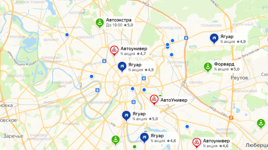 Автошколы Москвы на карте